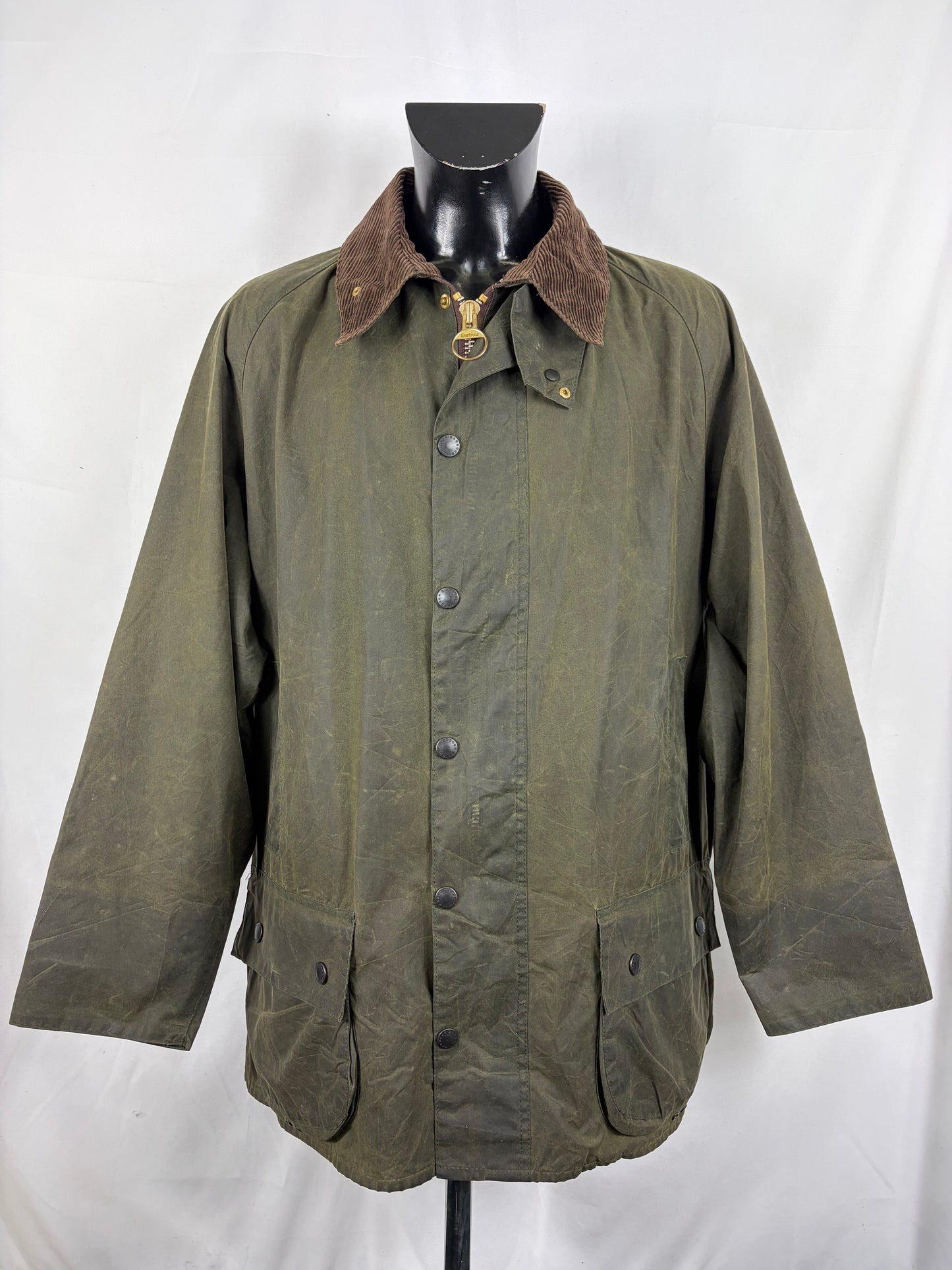Barbour Giacca Beaufort vintage verde C50/127cm Man Green Wax Beaufort jacket size XXL