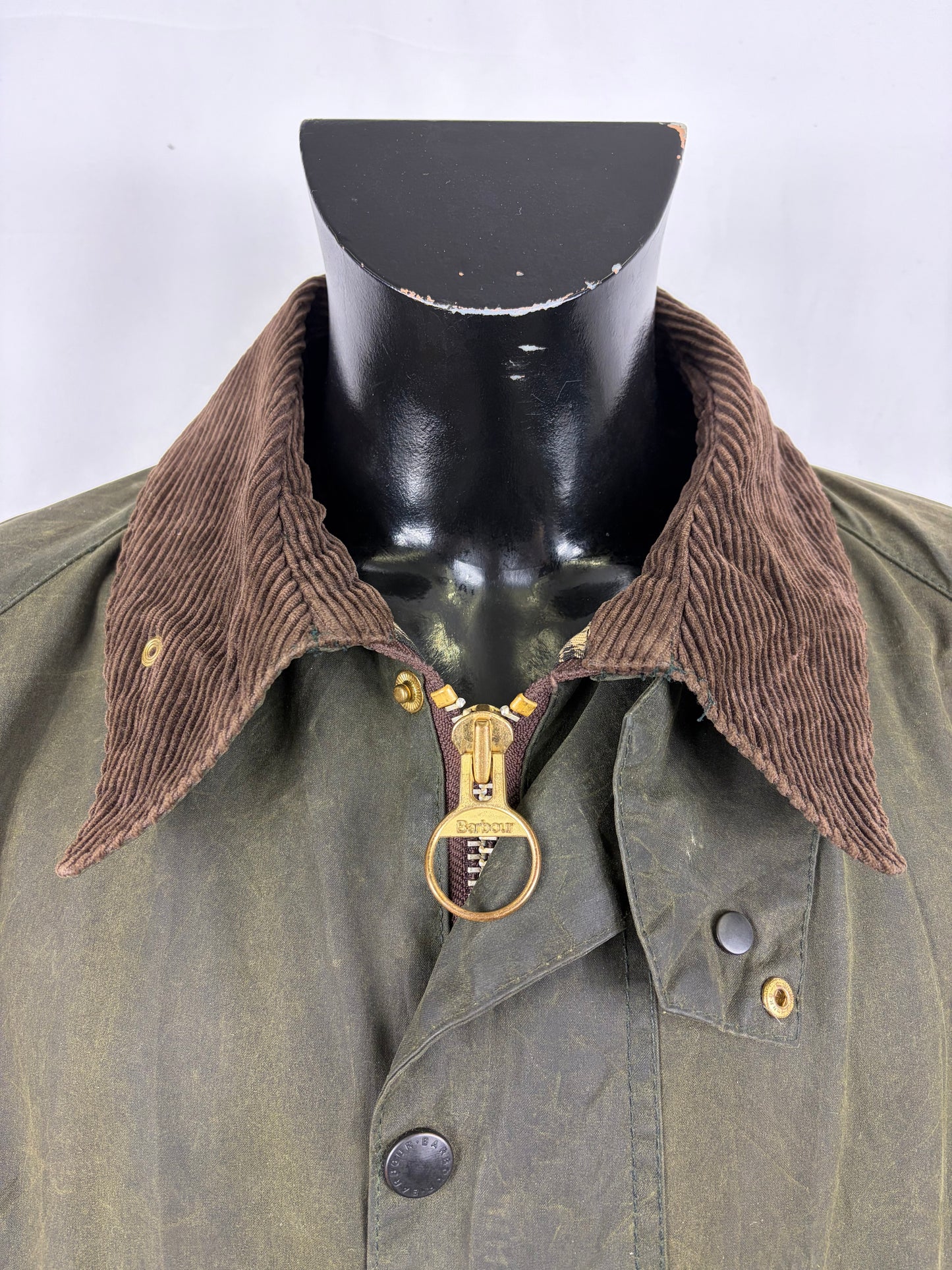 Barbour Giacca Beaufort vintage verde C50/127cm Man Green Wax Beaufort jacket size XXL