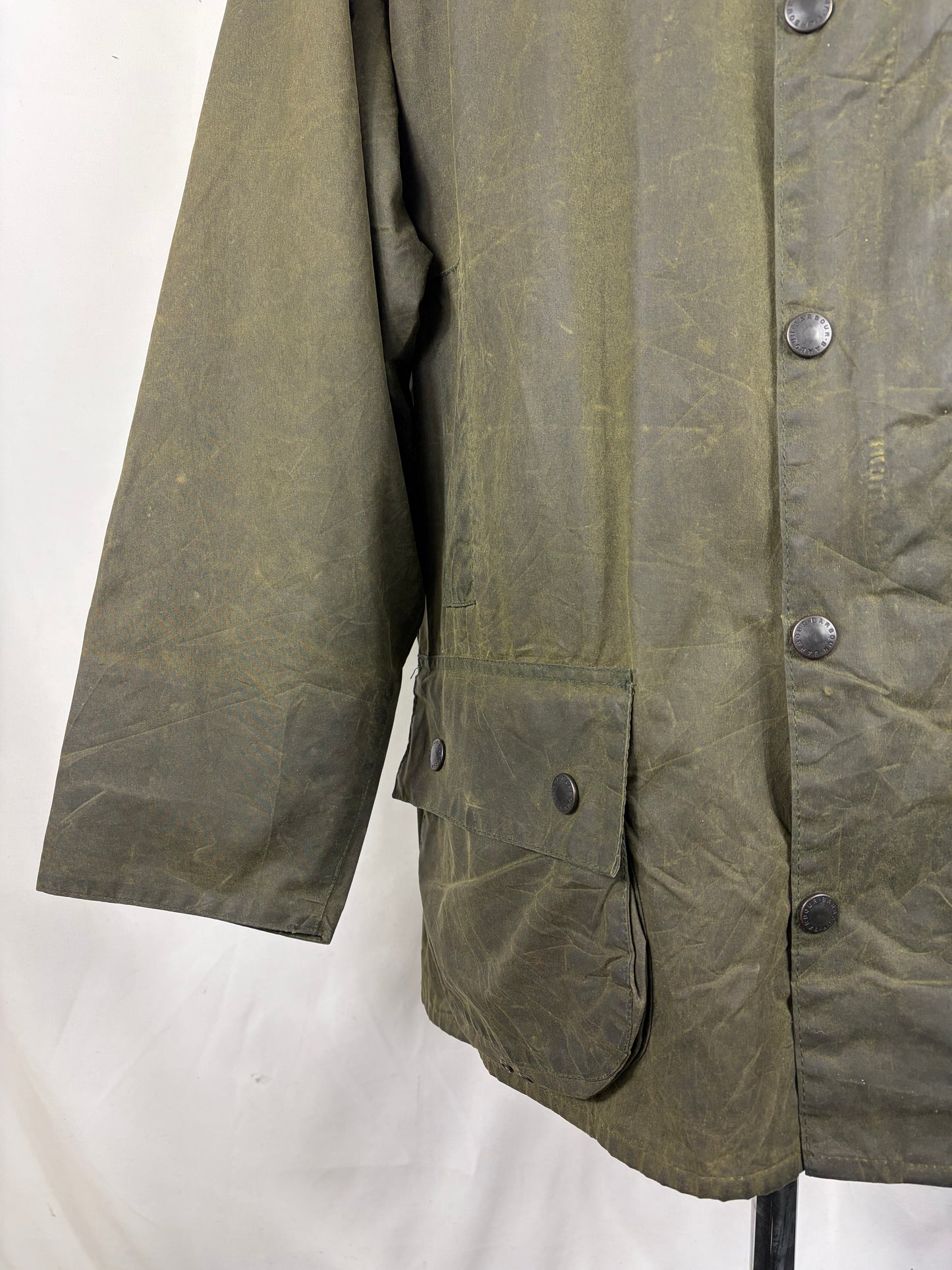 Barbour Giacca Beaufort vintage verde C50/127cm Man Green Wax Beaufort jacket size XXL
