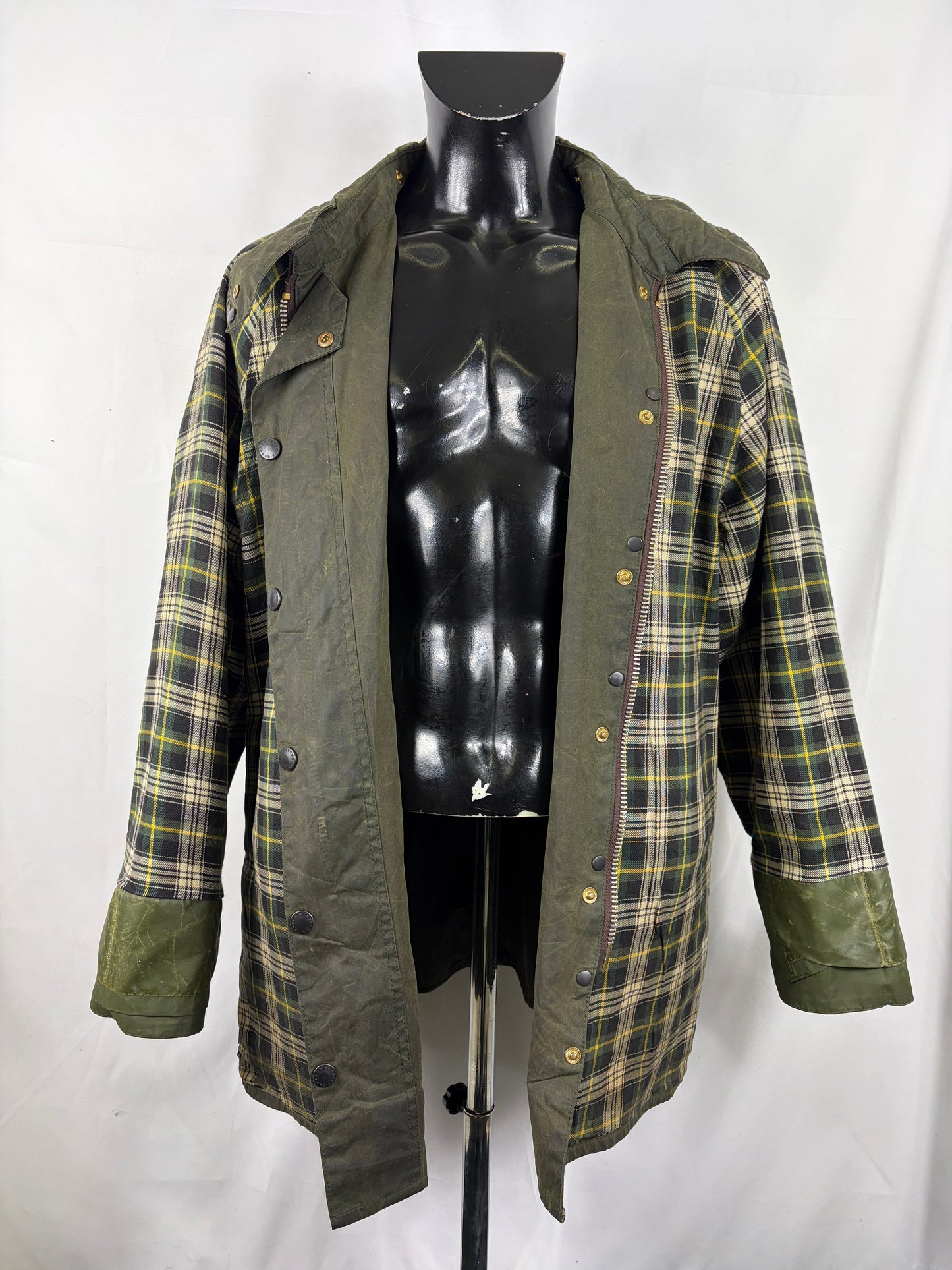 Barbour Giacca Beaufort vintage verde C50/127cm Man Green Wax Beaufort jacket size XXL