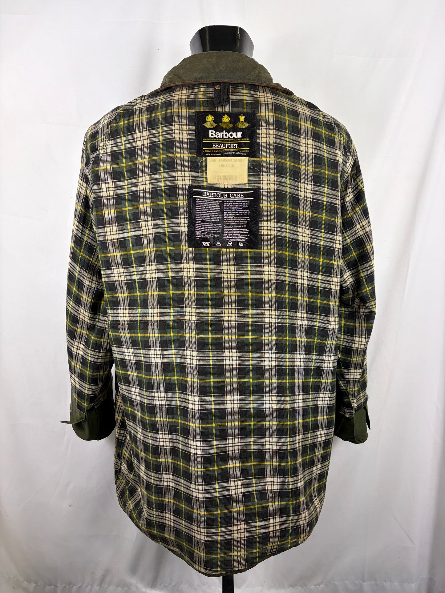 Barbour Giacca Beaufort vintage verde C50/127cm Man Green Wax Beaufort jacket size XXL