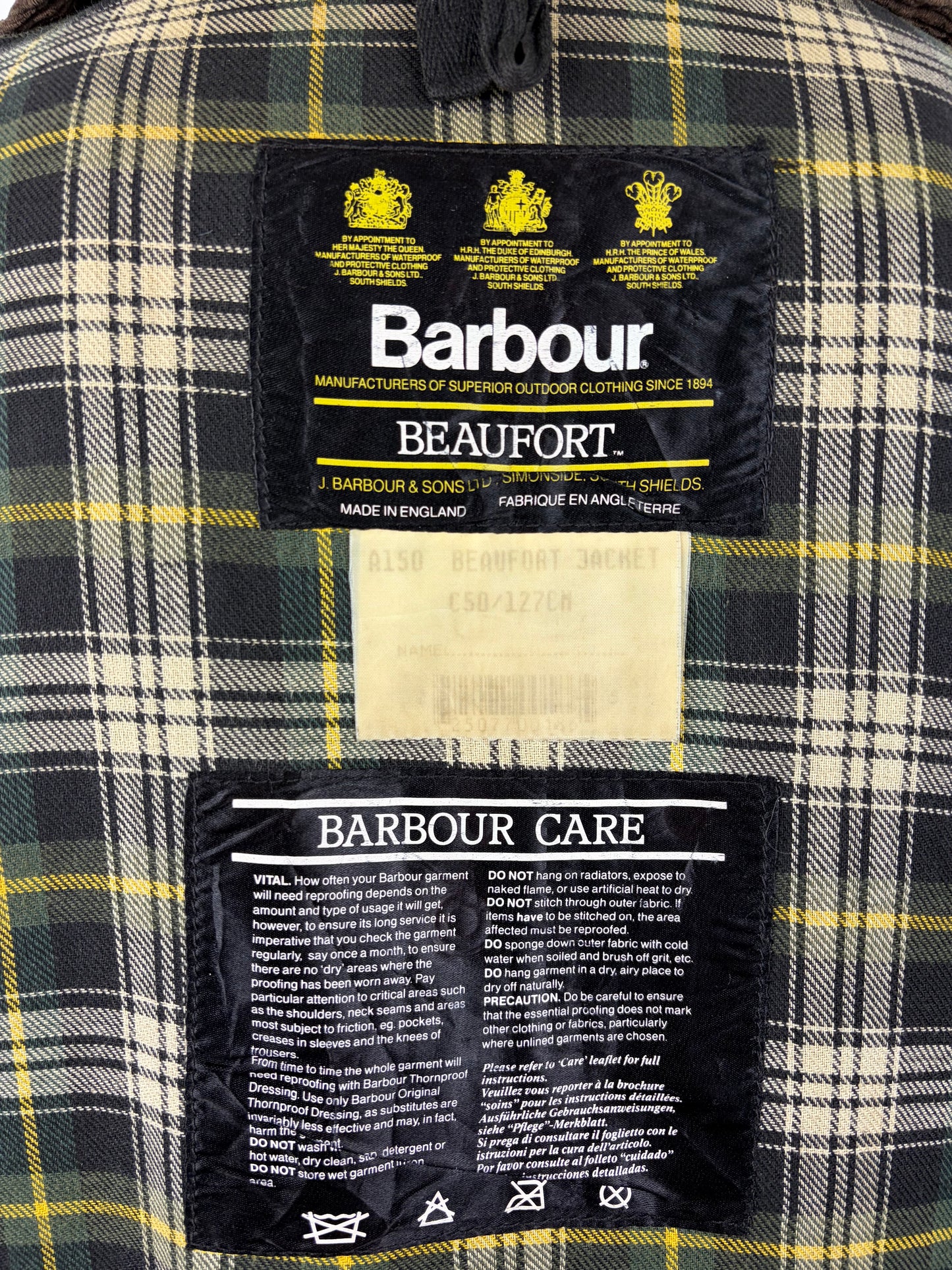 Barbour Giacca Beaufort vintage verde C50/127cm Man Green Wax Beaufort jacket size XXL