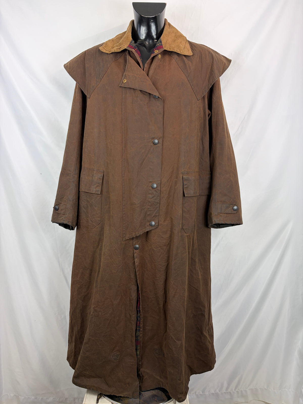 RARO Barbour Backhouse lungo marrone C42/107 cm Large Man Brown Long Wax Riding Coat Large