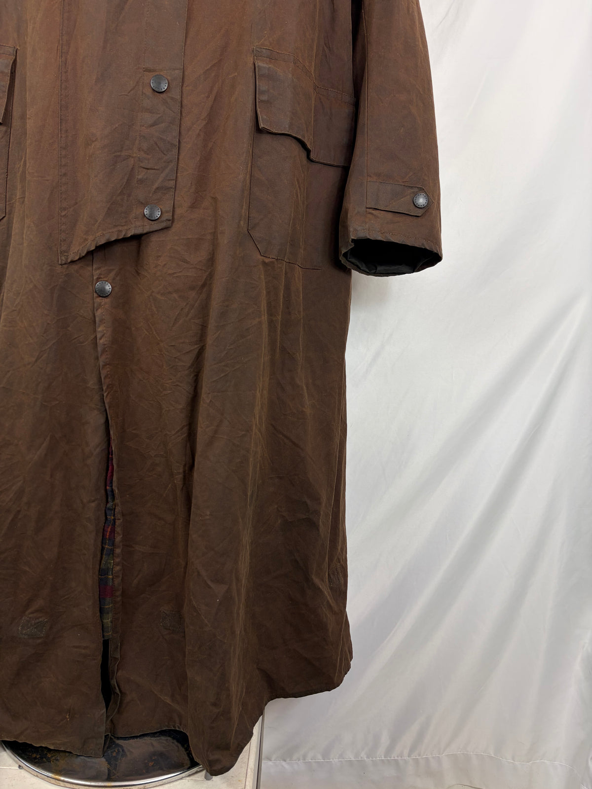 RARO Barbour Backhouse lungo marrone C42/107 cm Large Man Brown Long Wax Riding Coat Large