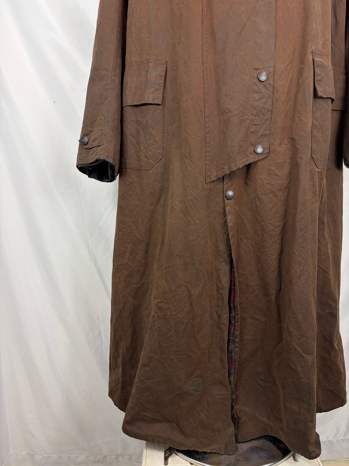 RARO Barbour Backhouse lungo marrone C42/107 cm Large Man Brown Long Wax Riding Coat Large