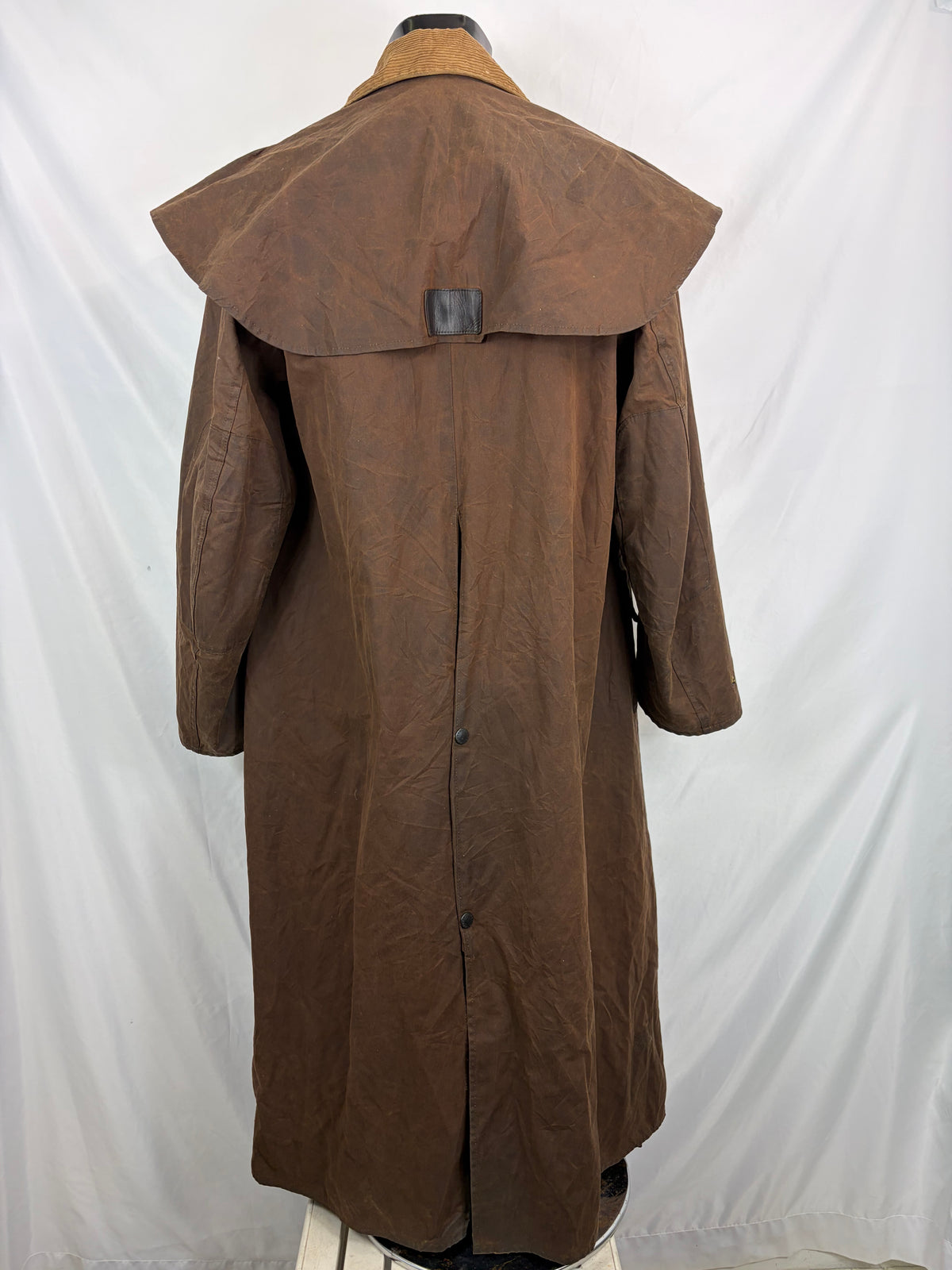 RARO Barbour Backhouse lungo marrone C42/107 cm Large Man Brown Long Wax Riding Coat Large
