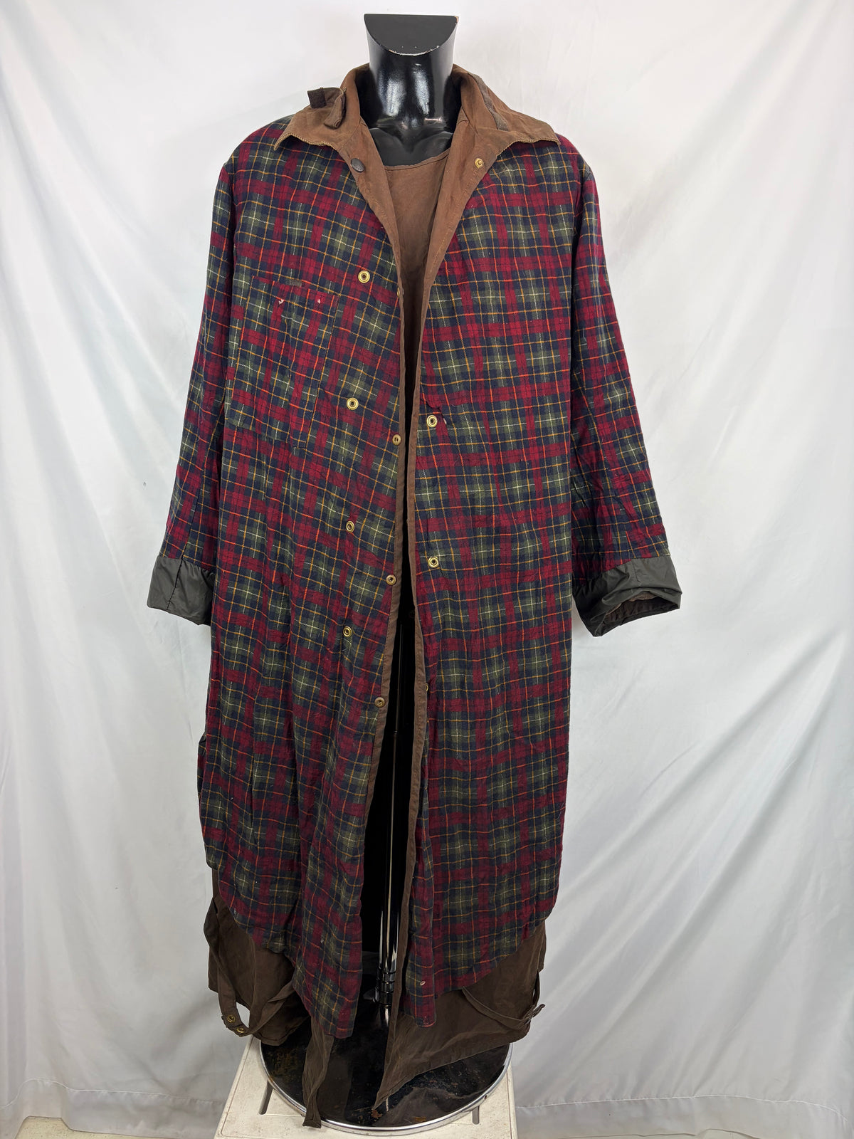 RARO Barbour Backhouse lungo marrone C42/107 cm Large Man Brown Long Wax Riding Coat Large