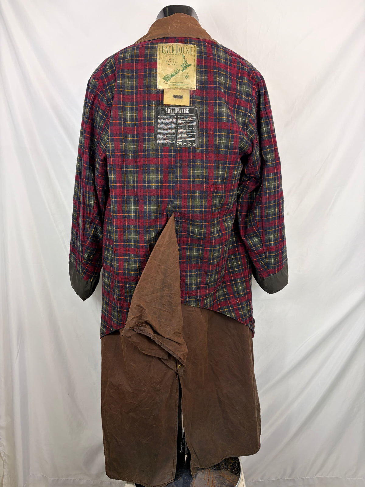 RARO Barbour Backhouse lungo marrone C42/107 cm Large Man Brown Long Wax Riding Coat Large