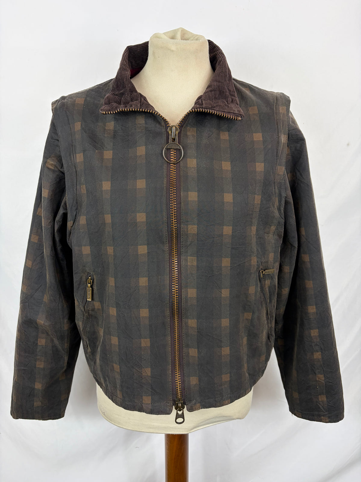 Giacca Barbour donna corta in tartan Zip Off Sleeve UK14 Medium Short lady jacket tartan Size 14 - Shop In London