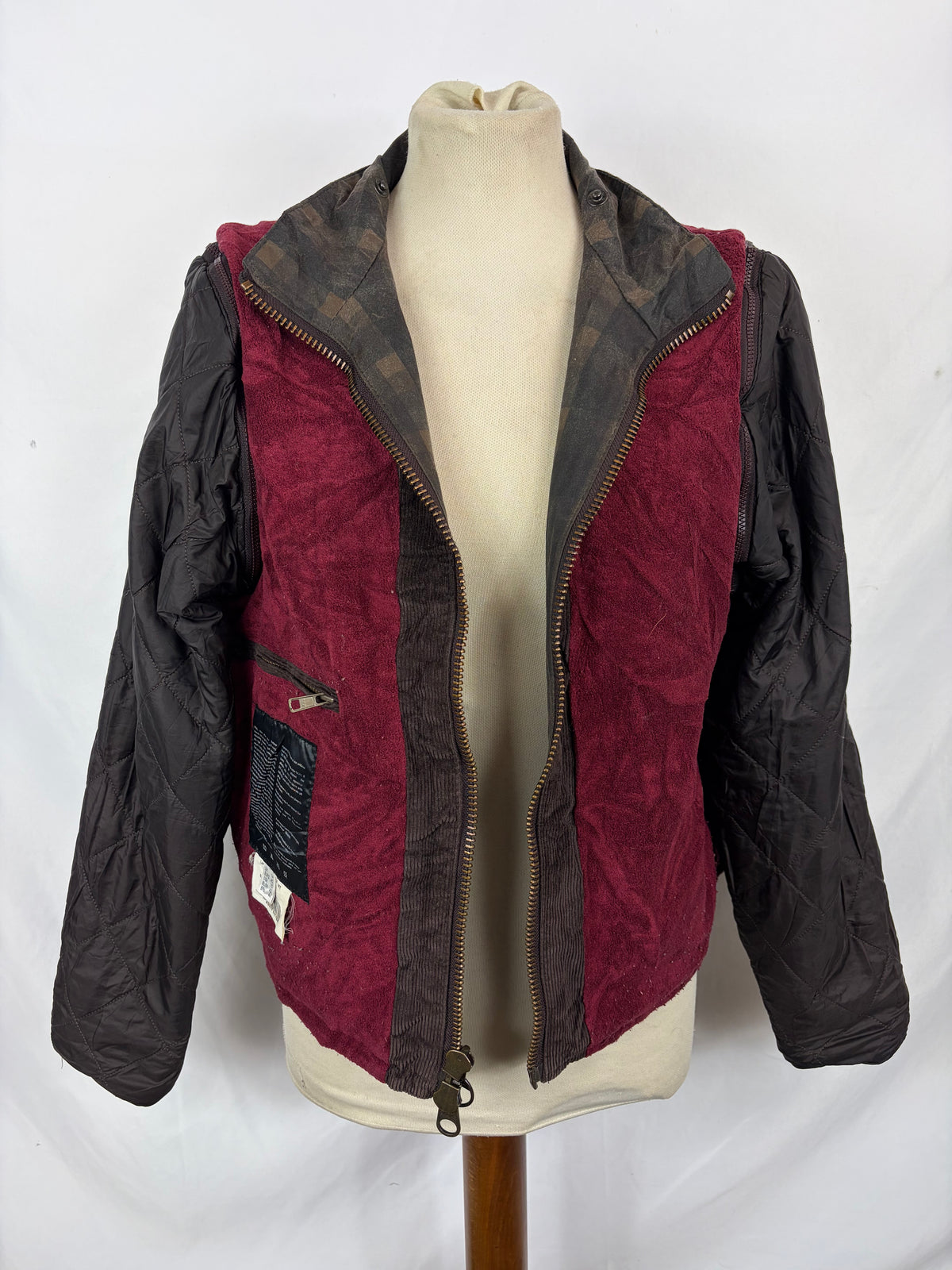 Giacca Barbour donna corta in tartan Zip Off Sleeve UK14 Medium Short lady jacket tartan Size 14 - Shop In London