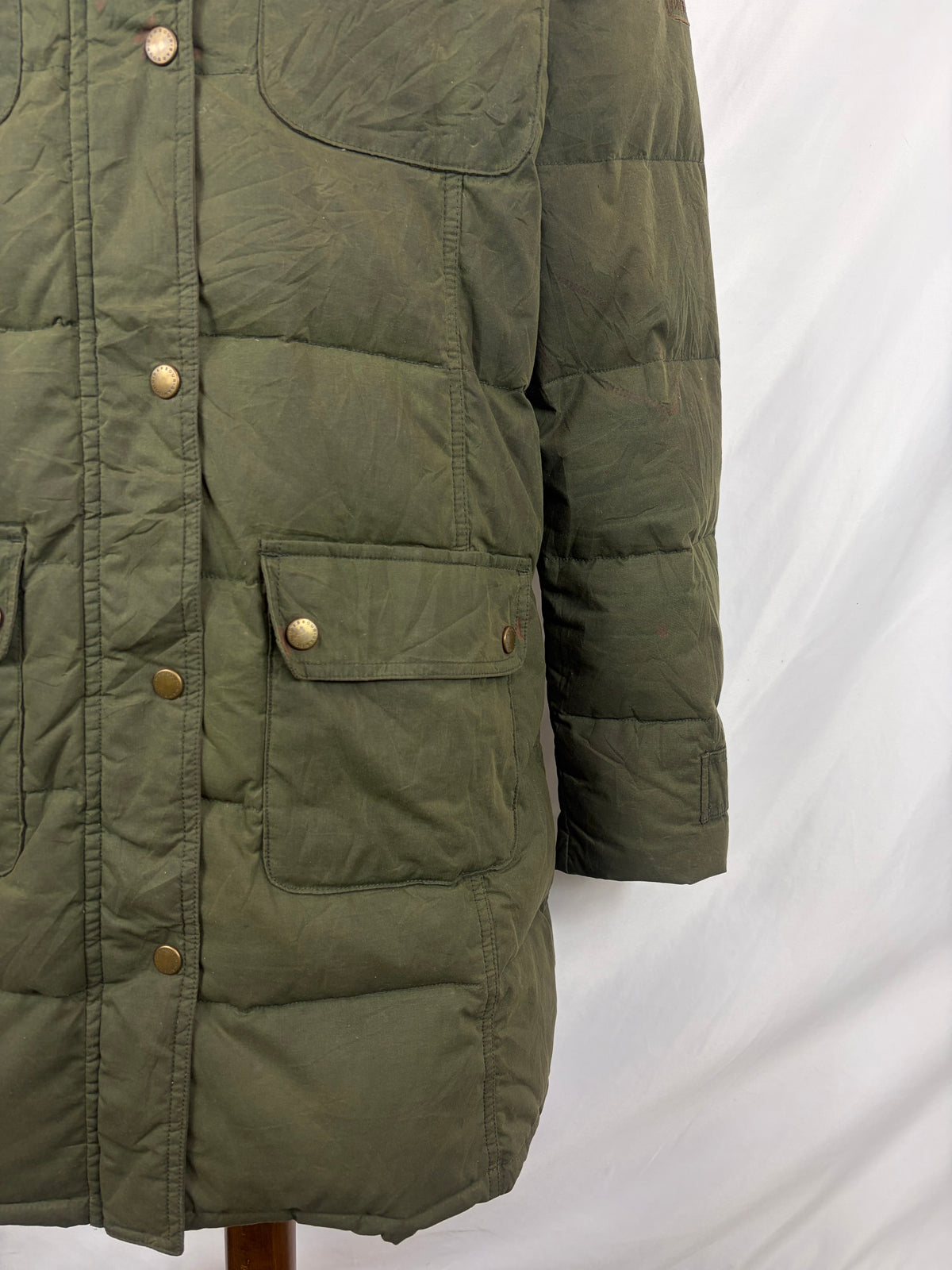 Piumino Donna Barbour verde Imbottito Tg.44/46 UK16 Green Down Lady Winter coat Size Large