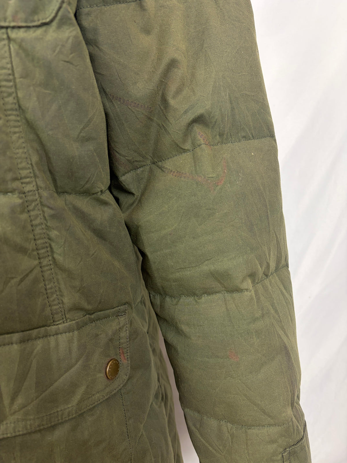 Piumino Donna Barbour verde Imbottito Tg.44/46 UK16 Green Down Lady Winter coat Size Large