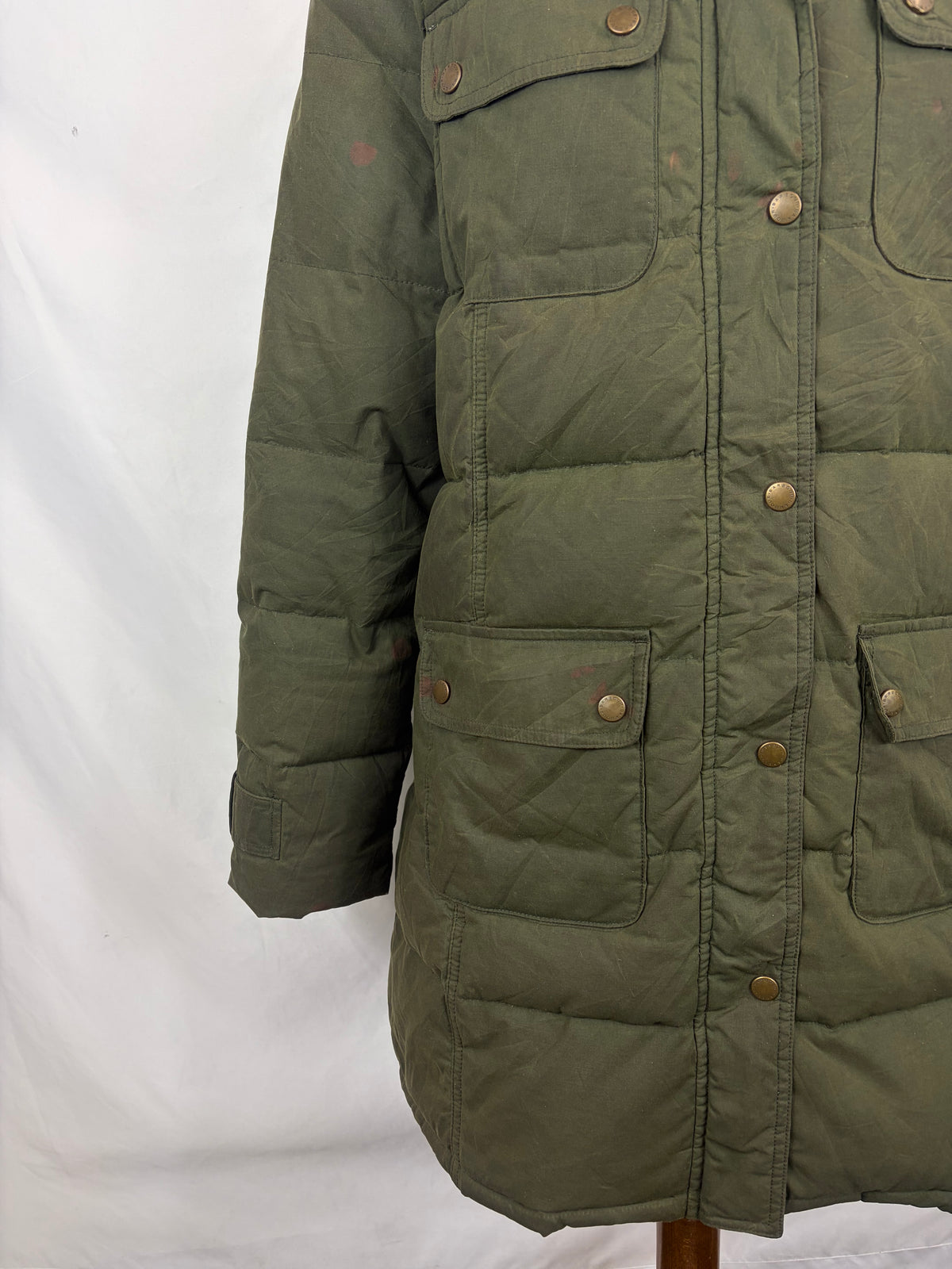 Piumino Donna Barbour verde Imbottito Tg.44/46 UK16 Green Down Lady Winter coat Size Large