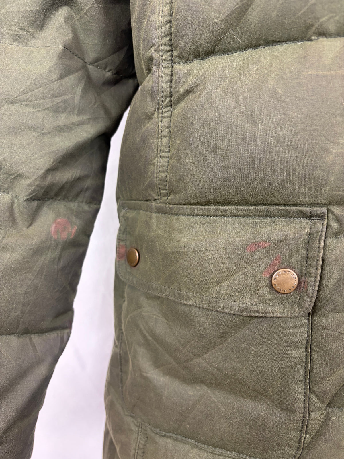 Piumino Donna Barbour verde Imbottito Tg.44/46 UK16 Green Down Lady Winter coat Size Large