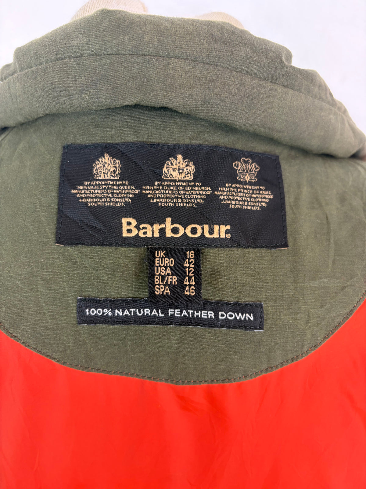 Piumino Donna Barbour verde Imbottito Tg.44/46 UK16 Green Down Lady Winter coat Size Large