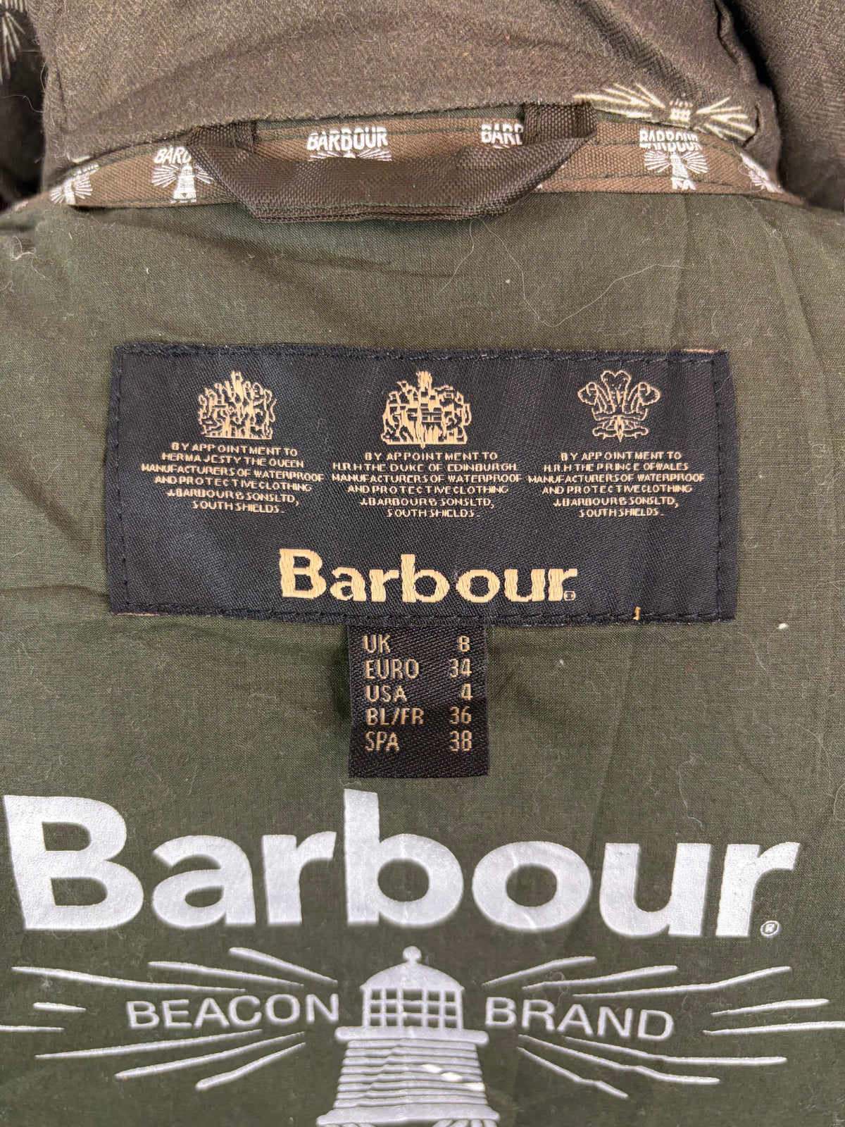 Giacca Barbour donna verde UK8 Xsmall Green Lady Beachley Coat size uk8