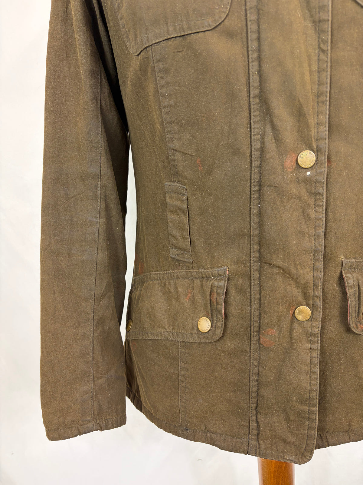 Barbour Giacca da donna oliva Xsmall Tg.38 Equine Lady Olive cotton jacket size uk8