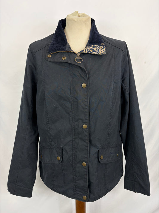 Barbour Giacca corta blu donna Medium Tg. 44/46 Morris Navy Wax Utility Jacket Size UK16
