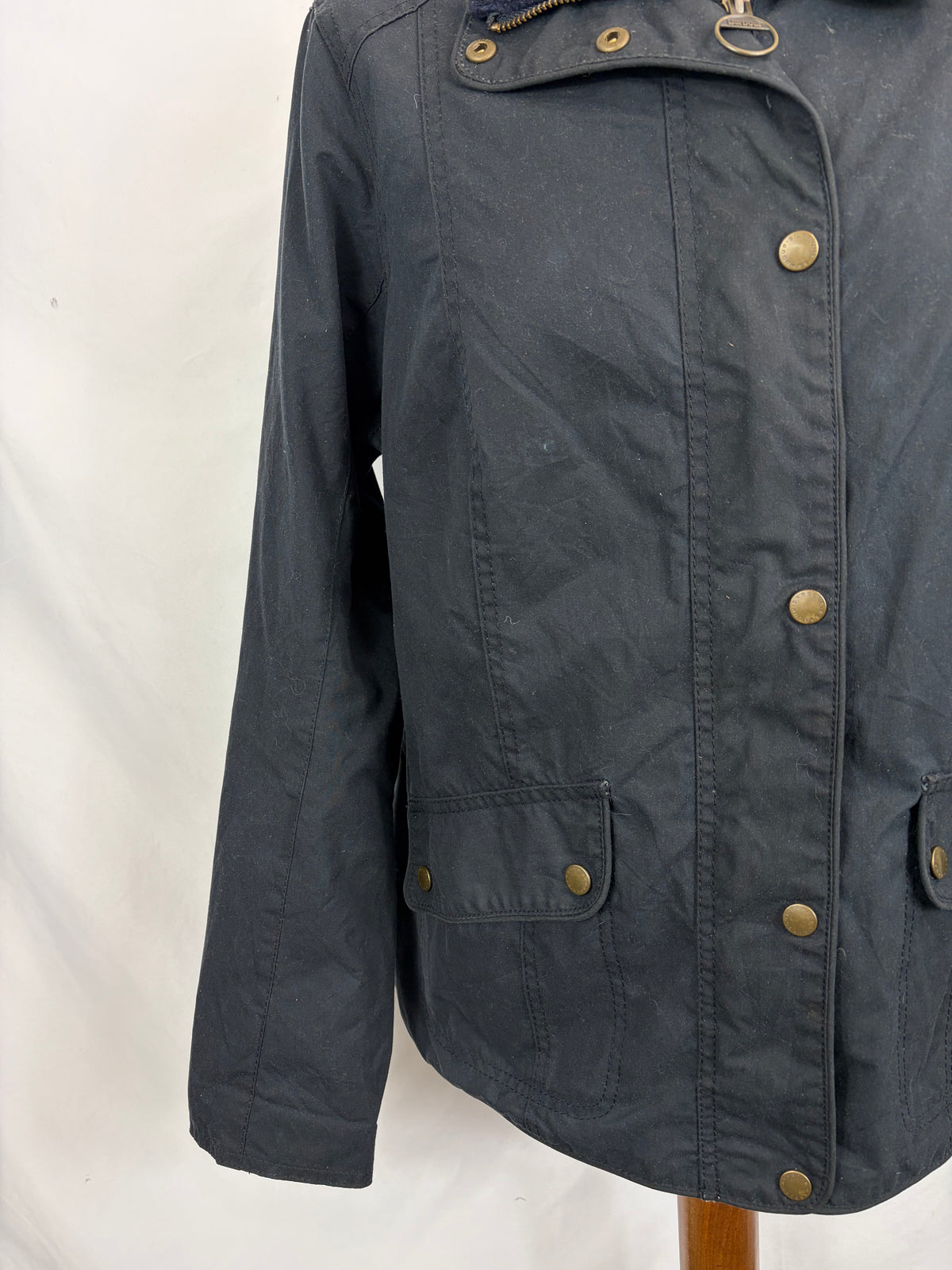 Barbour Giacca corta blu donna Medium Tg. 44/46 Morris Navy Wax Utility Jacket Size UK16