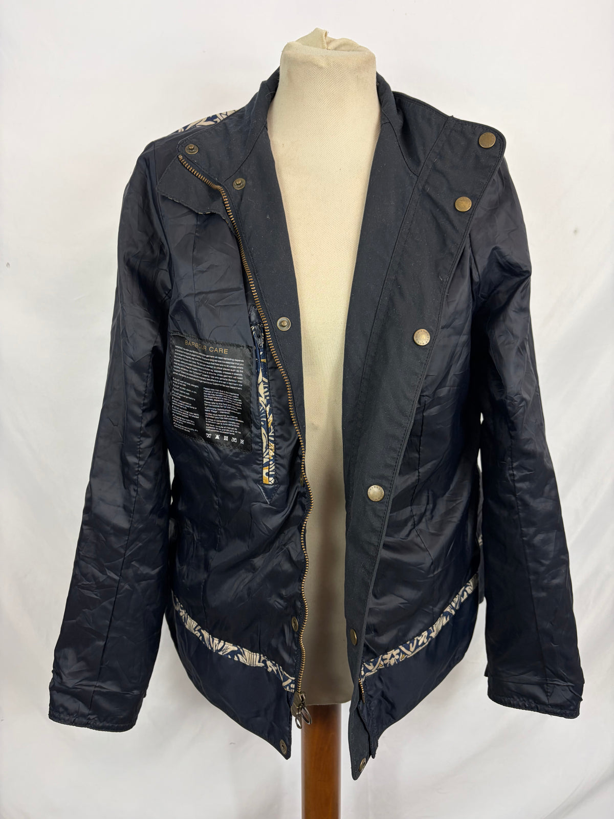Barbour Giacca corta blu donna Medium Tg. 44/46 Morris Navy Wax Utility Jacket Size UK16