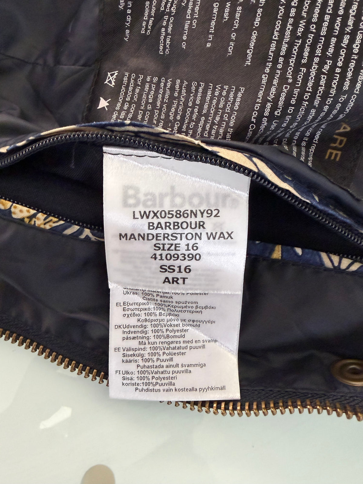 Barbour Giacca corta blu donna Medium Tg. 44/46 Morris Navy Wax Utility Jacket Size UK16