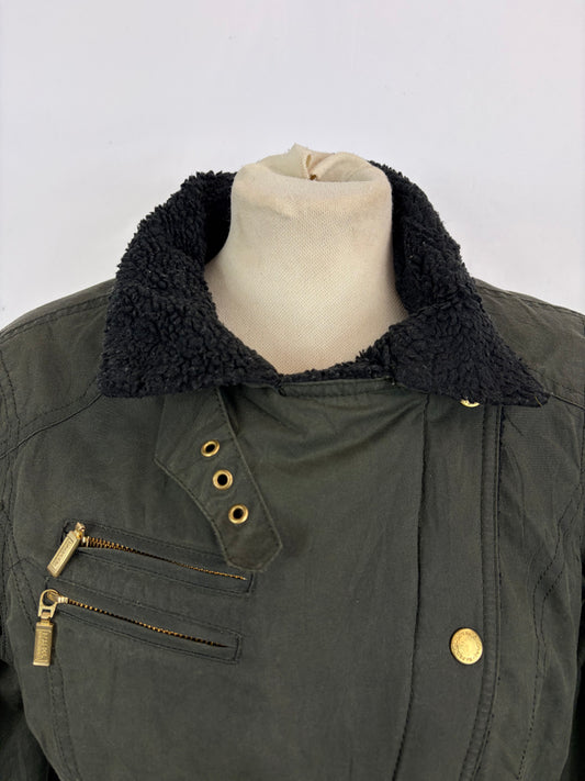 Giacca Barbour International da donna corta verde UK10 Small -Lady Green wax Wheelstand Jacket Uk10