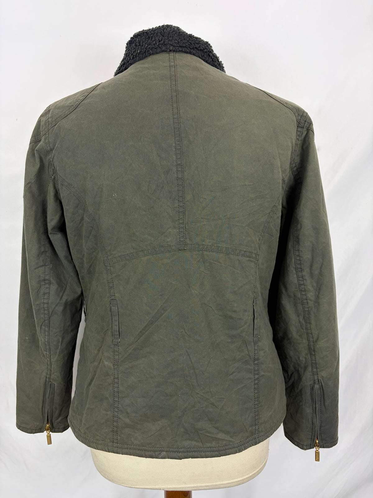 Giacca Barbour International da donna corta verde UK10 Small -Lady Green wax Wheelstand Jacket Uk10