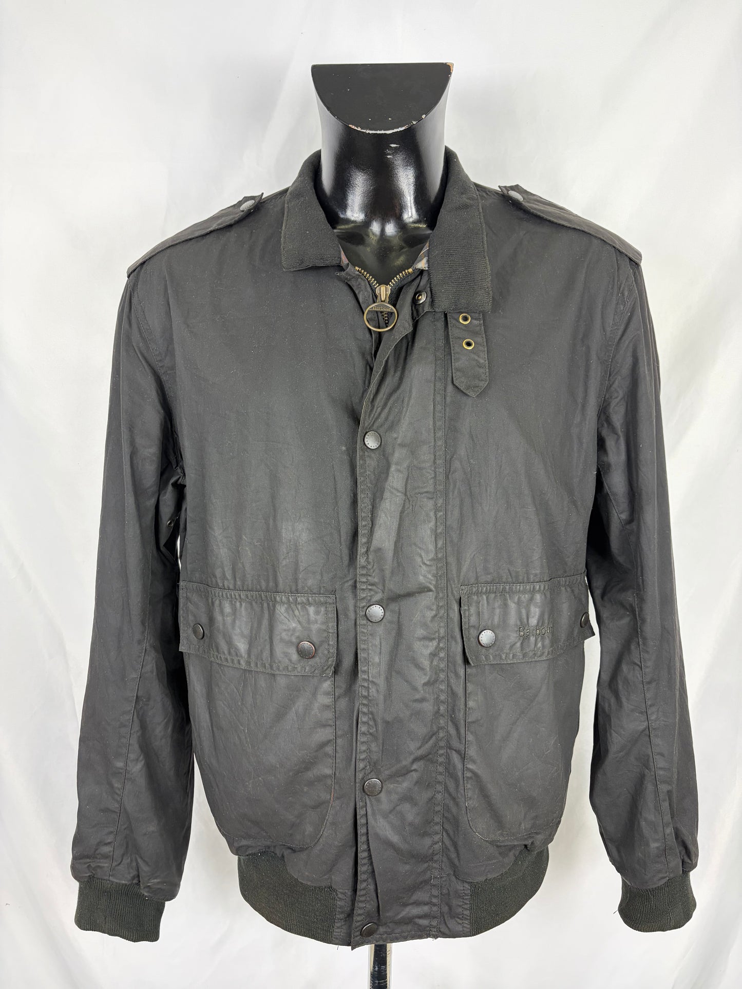 Barbour Giacca uomo Wax Flyer Jacket Medium Nero Man Beige Wax Flyer Jacket Size M