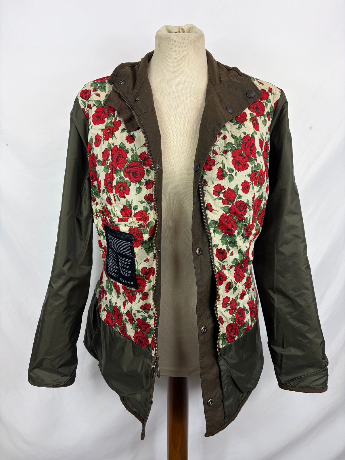 Barbour Giacca corta verde oliva da donna  con rose M Tg. 44 Lady Utility Jacket Size UK14