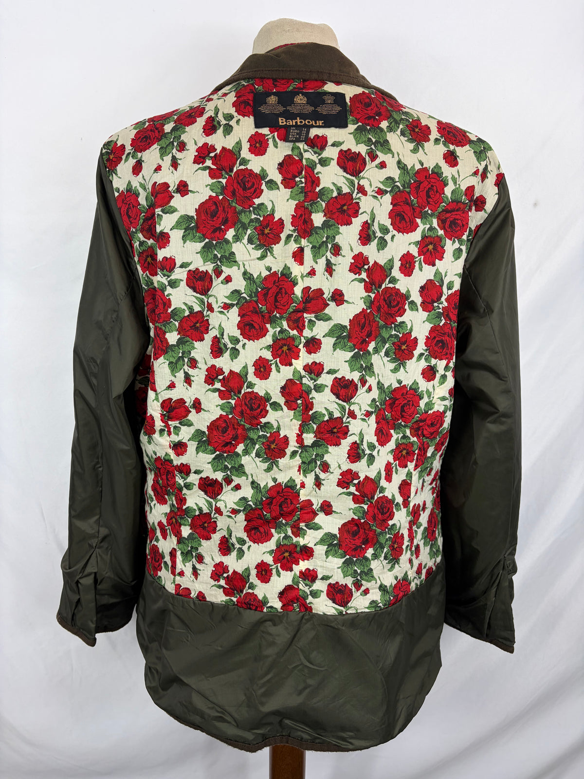 Barbour Giacca corta verde oliva da donna  con rose M Tg. 44 Lady Utility Jacket Size UK14