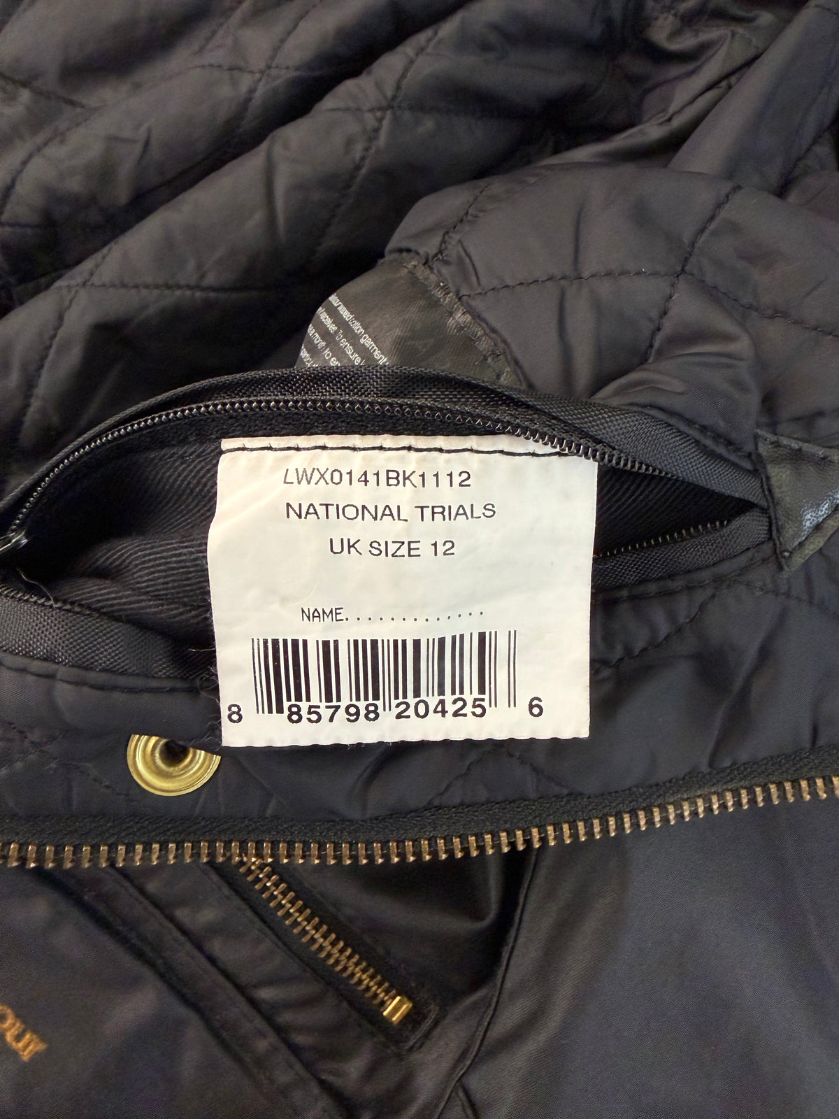 Giacca Barbour da donna nero National Trials  Medium UK12 -Lady Black national trials jacket size M
