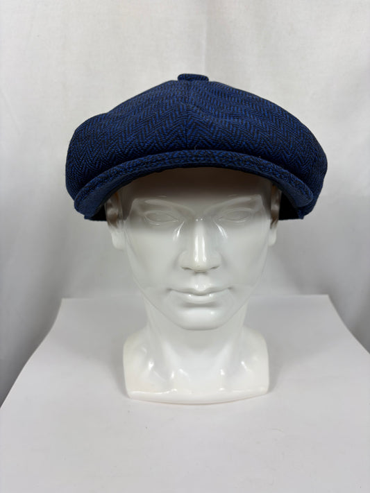 Coppola nuova a otto spicchi tipo Peaky Blinders blu acceso a spina di pesce S/M e LXL