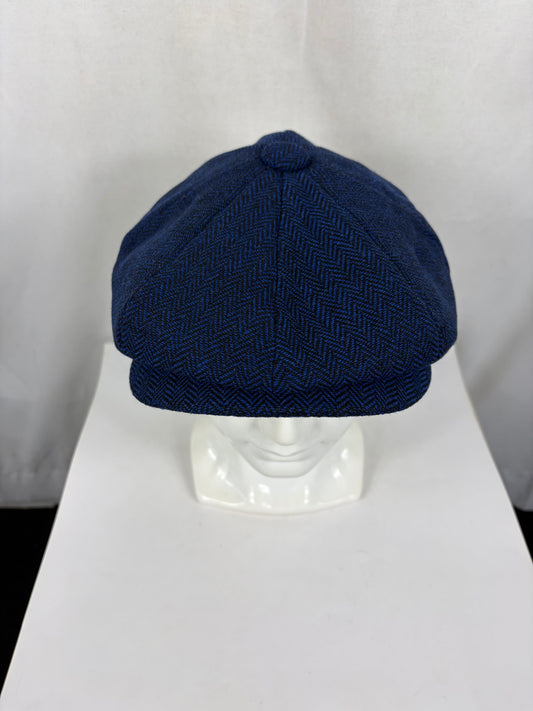 Coppola nuova a otto spicchi tipo Peaky Blinders blu acceso a spina di pesce S/M e LXL