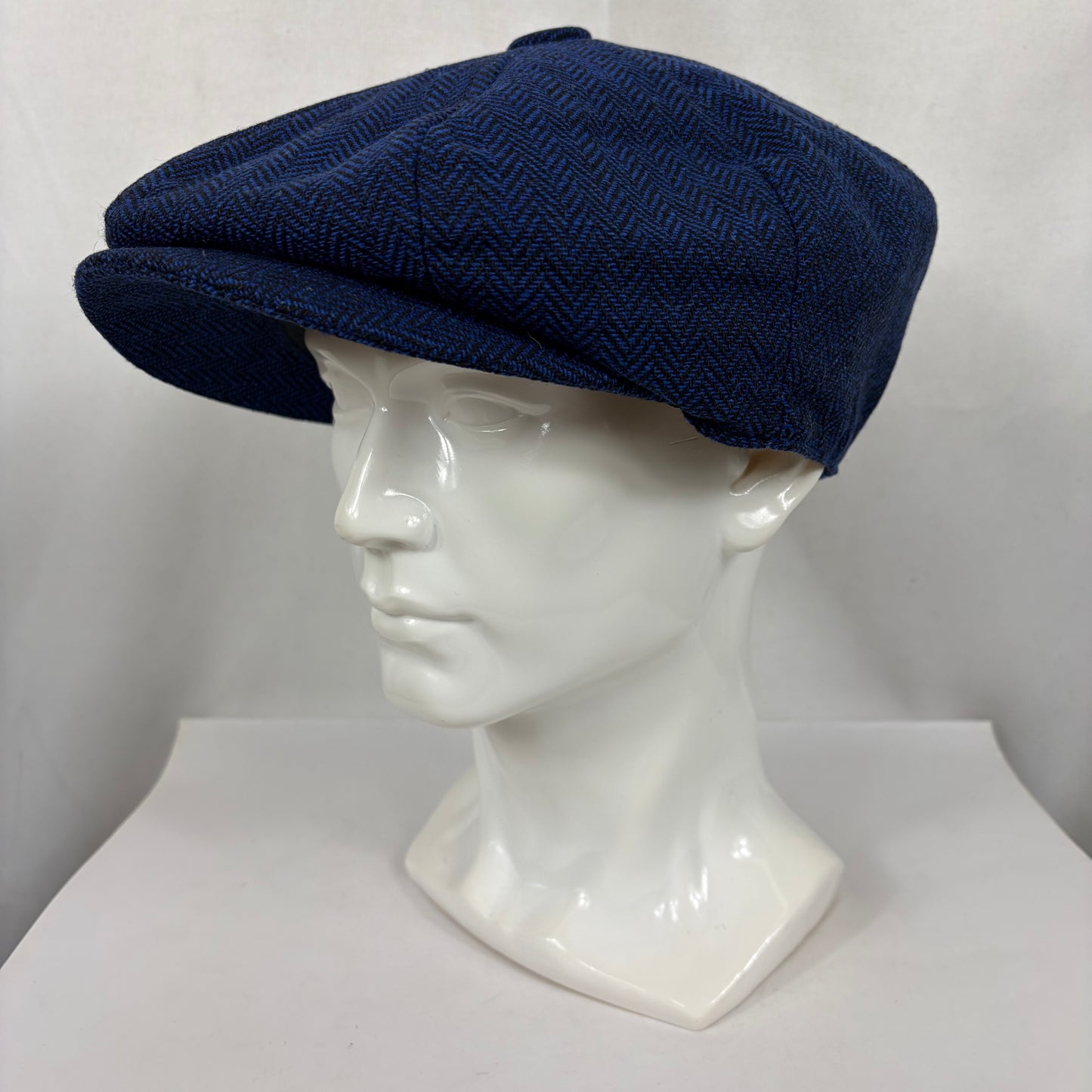 Coppola nuova a otto spicchi tipo Peaky Blinders blu acceso a spina di pesce S/M e LXL