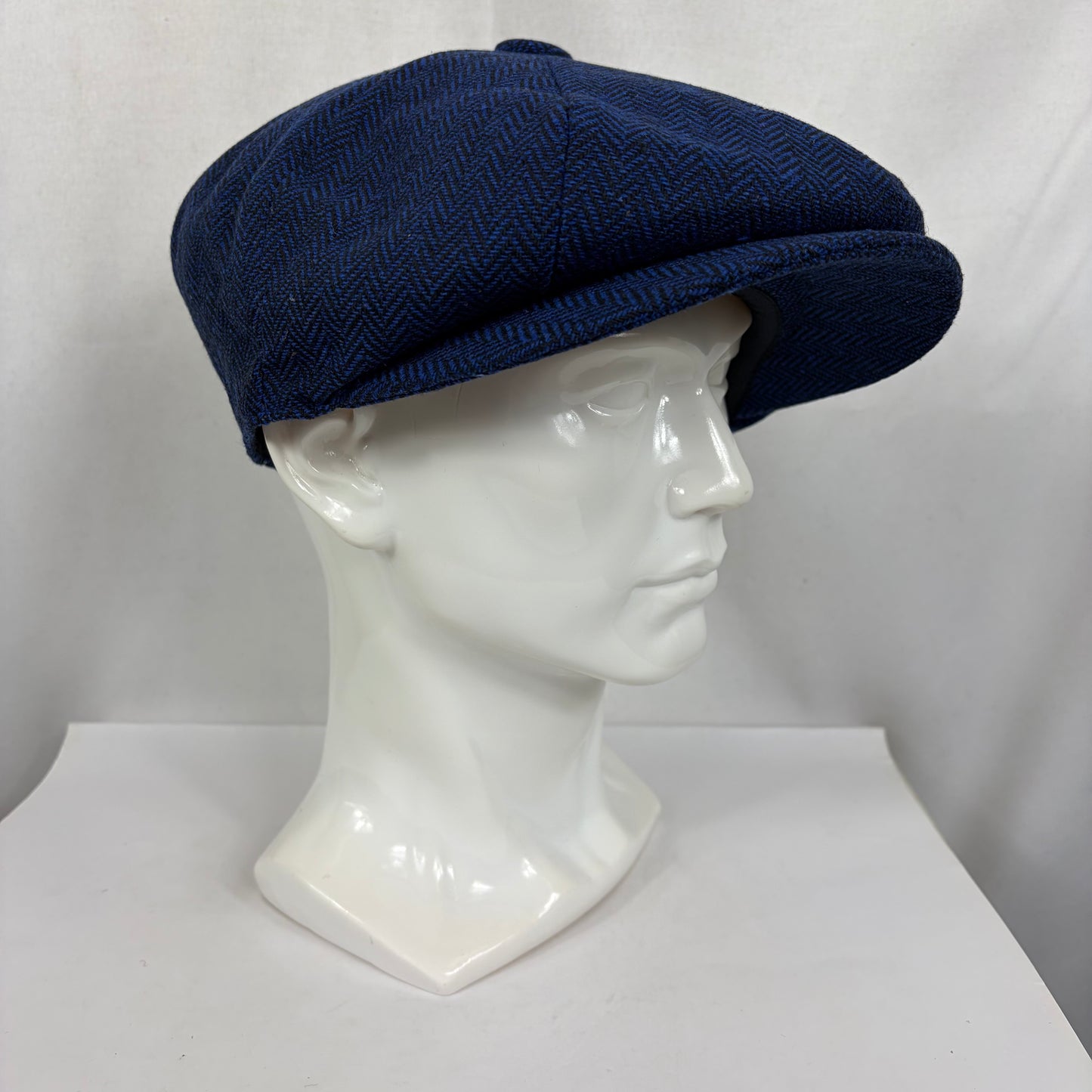 Coppola nuova a otto spicchi tipo Peaky Blinders blu acceso a spina di pesce S/M e LXL