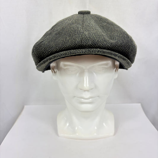 Coppola nuova a otto spicchi tipo Peaky Blinders verde a spina di pesce S/M e LXL