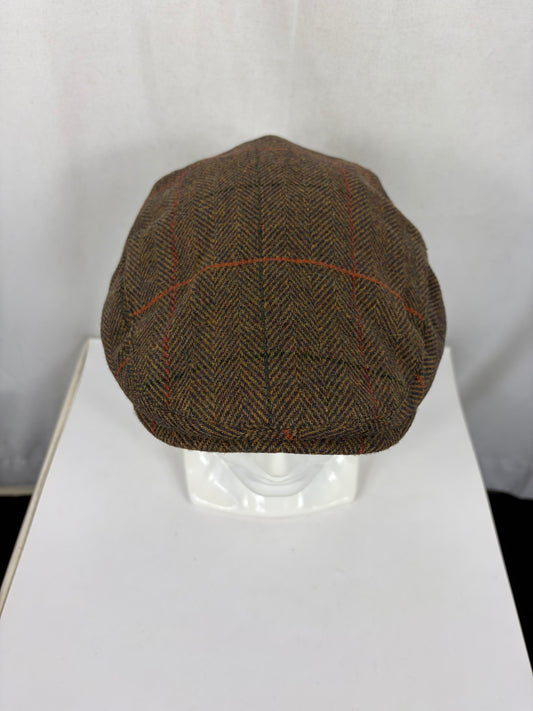 Coppola nuova inglese liscia in lana marrone chiaro fantasia tweed  S/M e L/XL