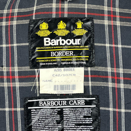 Barbour Border blu cotone Cerato C42/107 cm Navy Border Coat Size Large tg. 52 ita