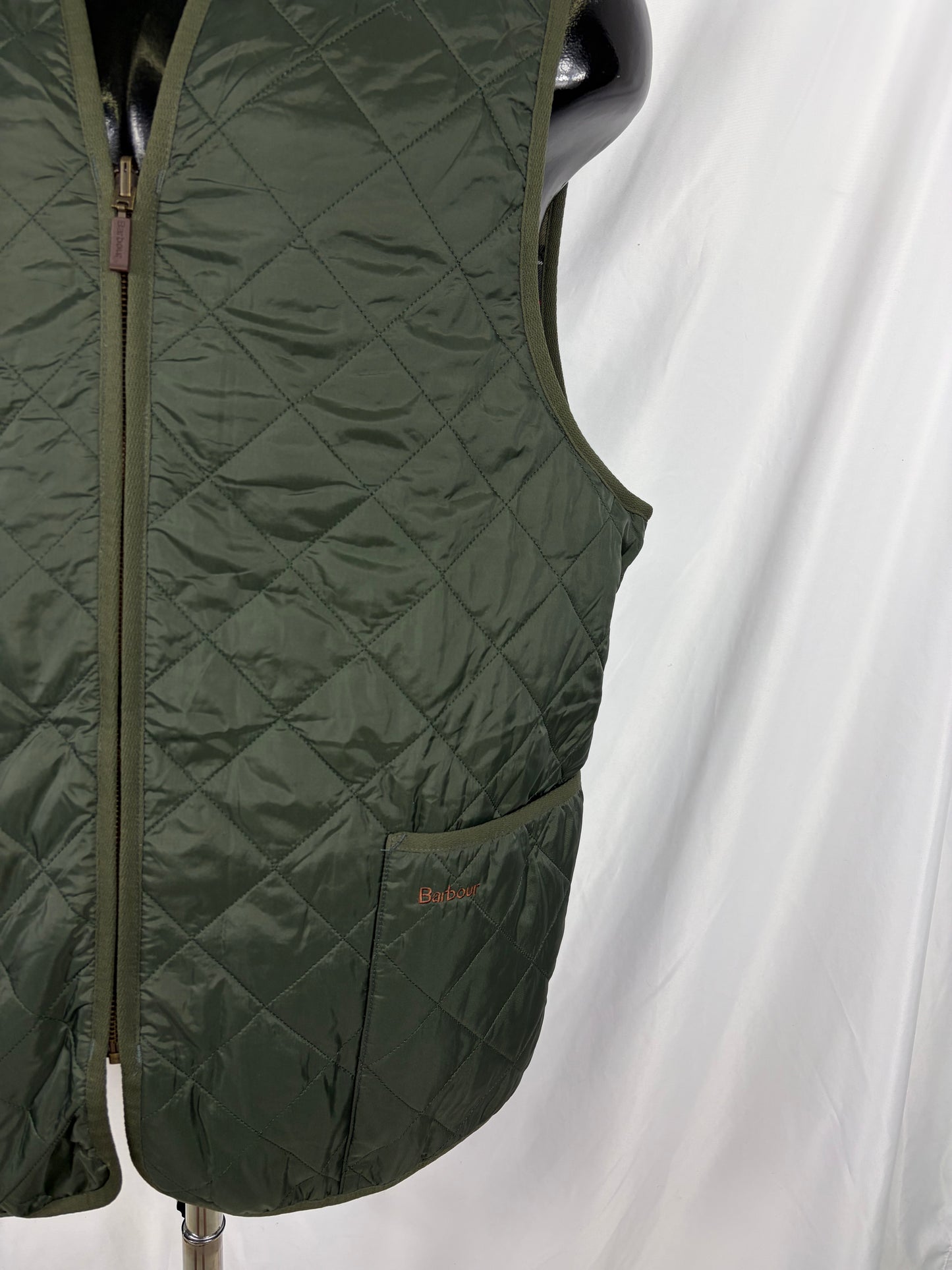 Gilet Barbour Trapuntato Verde 48 Green Quilted Waistcoat Zip in Liner size 48