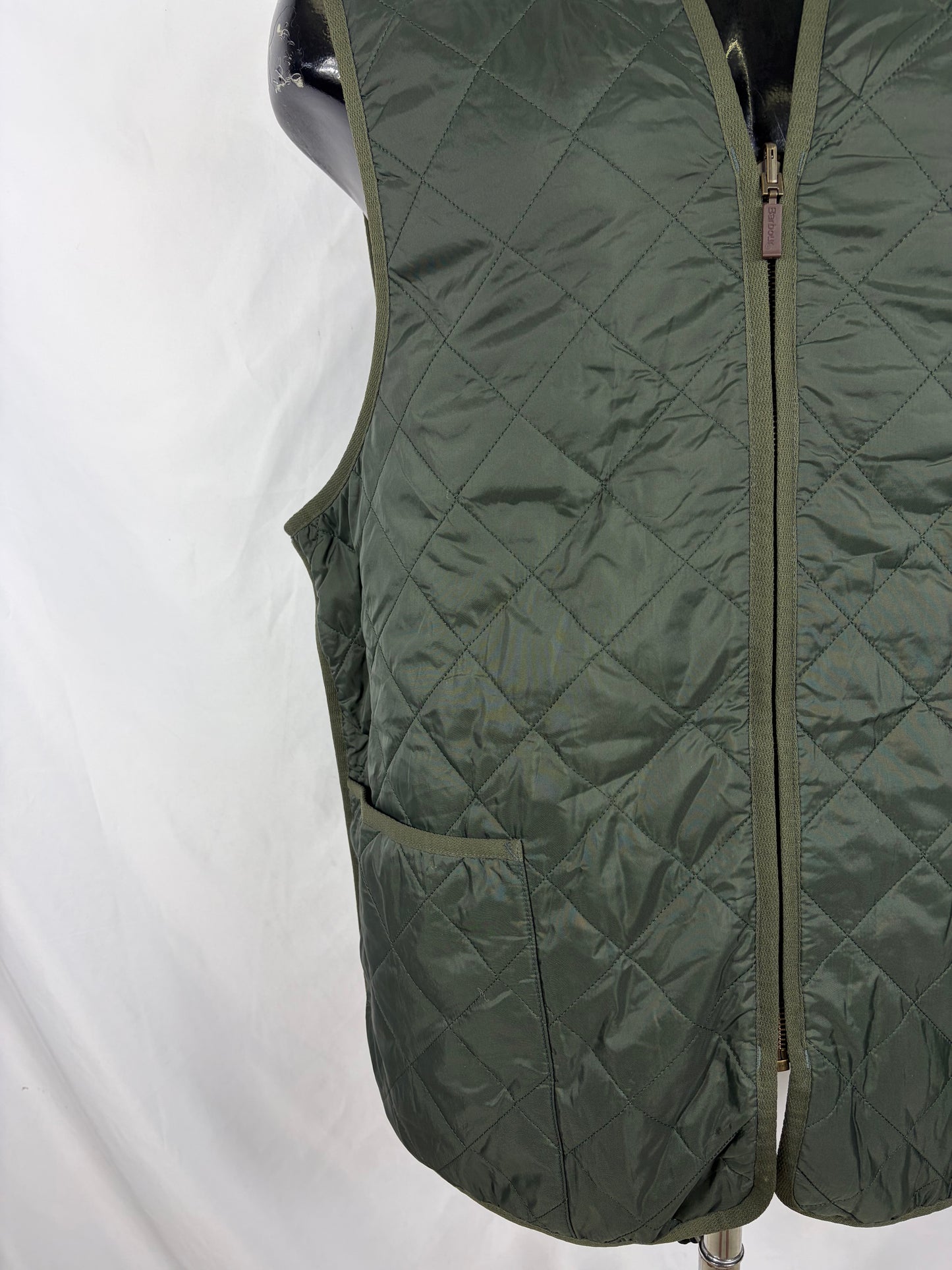 Gilet Barbour Trapuntato Verde 48 Green Quilted Waistcoat Zip in Liner size 48