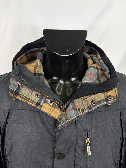 Giacca Barbour da uomo con cappuccio blu Large - Man Millom navy wax jacket size Large