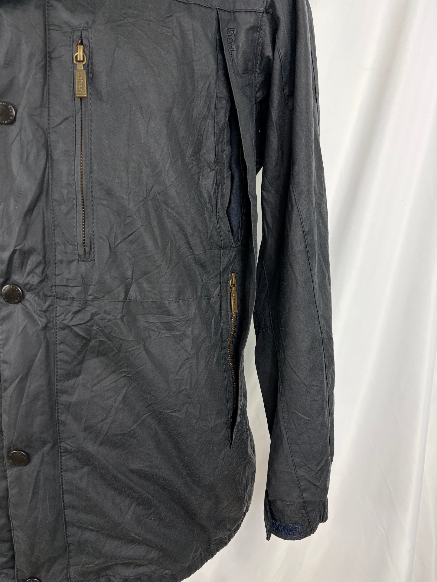 Giacca Barbour da uomo con cappuccio blu Large - Man Millom navy wax jacket size Large