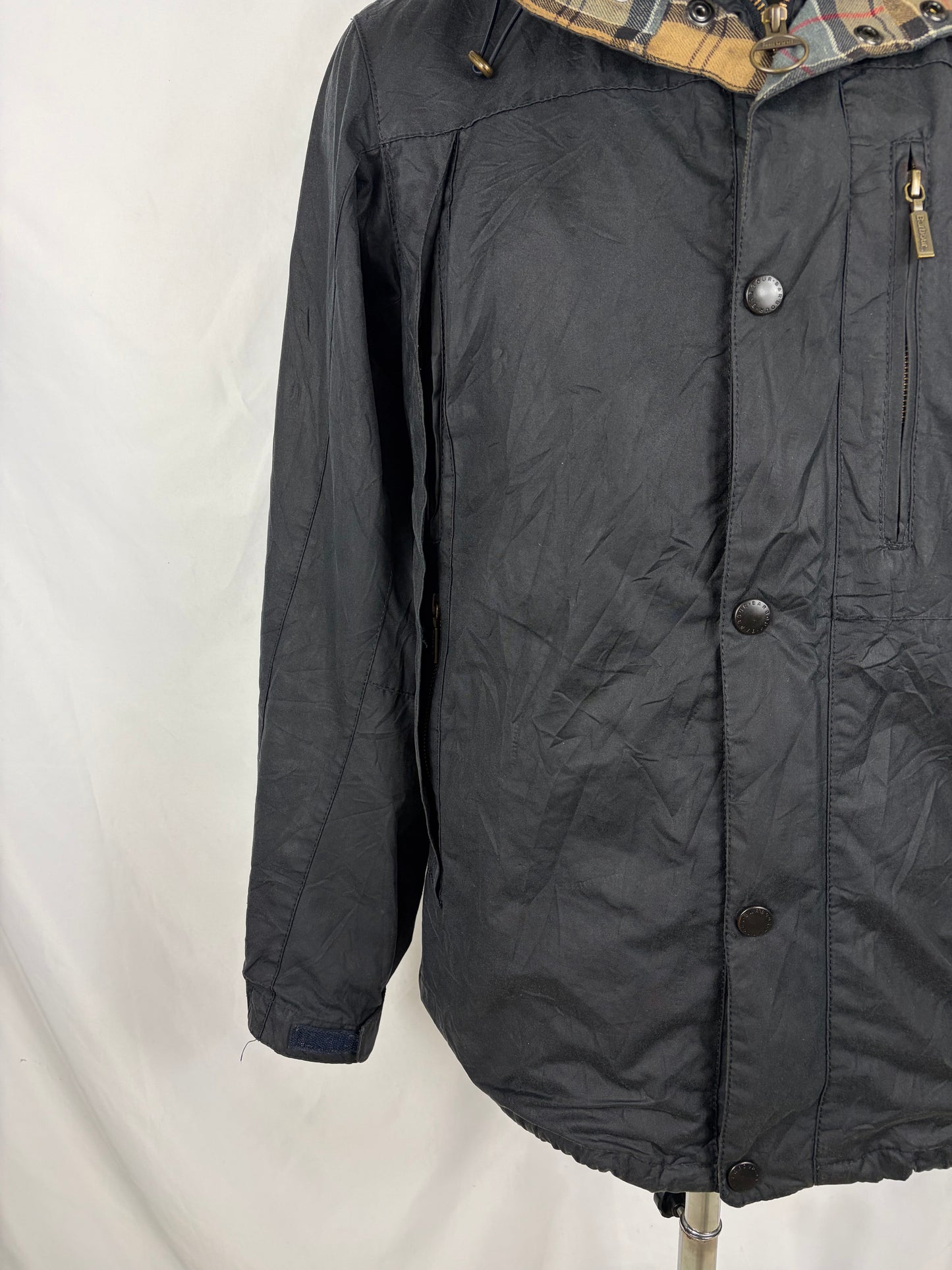 Giacca Barbour da uomo con cappuccio blu Large - Man Millom navy wax jacket size Large