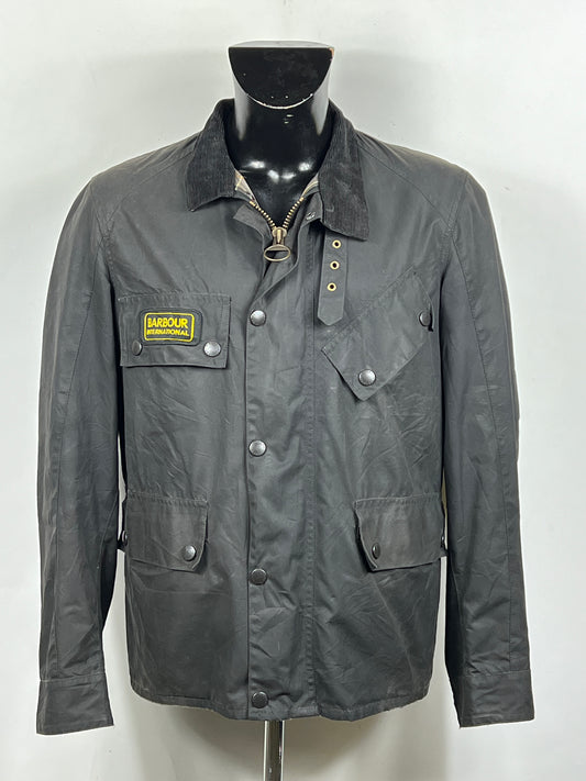 Barbour International Trial Nero Small Man Black waxed Trial Jacket Size Small