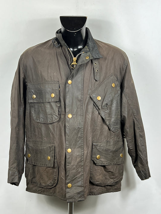 RARE Barbour Giacca Uomo Vintage Beacon Nero L C42/107 cm Black Wax Beacon Jacket
