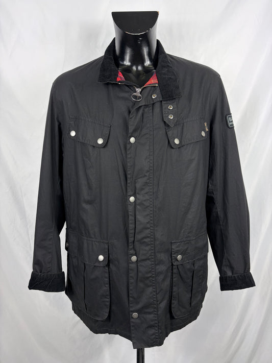 Barbour International uomo Enfield Nero XL Man Black Enfield waxed Jacket Size XL