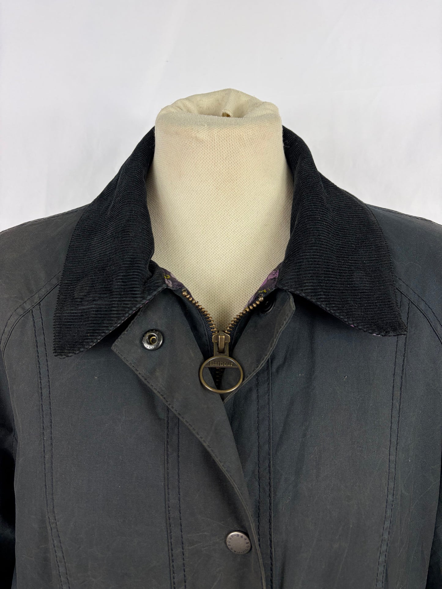 Giacca Barbour Printed Beadnell blu UK14 medium -Navy printed Beadnell lady jacket UK14 tg. 44