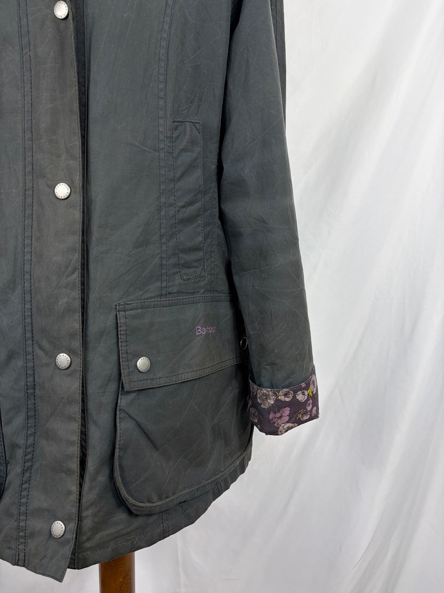 Giacca Barbour Printed Beadnell blu UK14 medium -Navy printed Beadnell lady jacket UK14 tg. 44