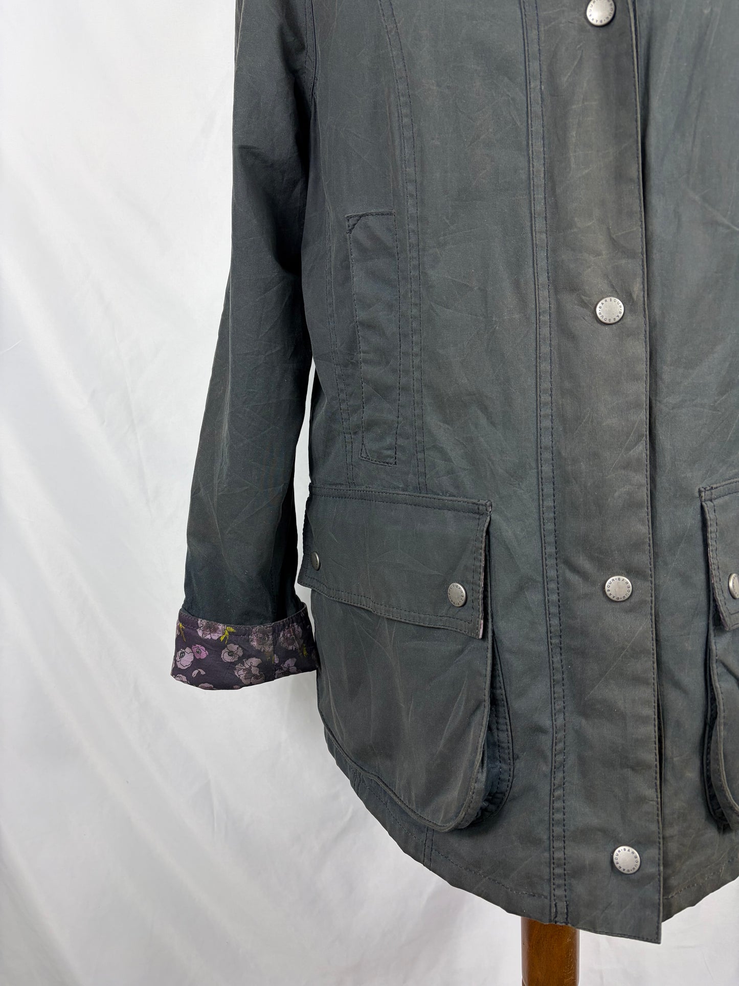 Giacca Barbour Printed Beadnell blu UK14 medium -Navy printed Beadnell lady jacket UK14 tg. 44