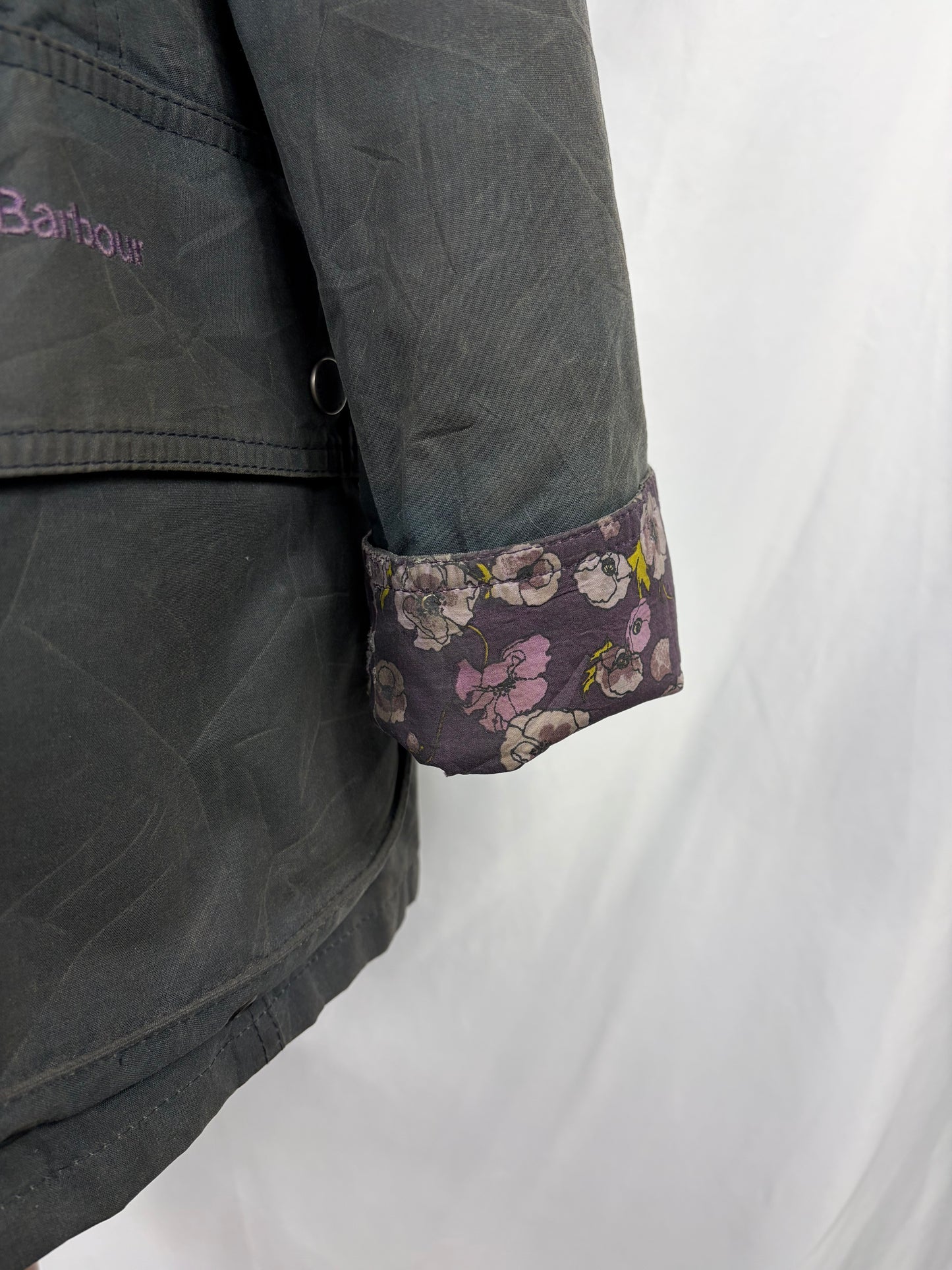Giacca Barbour Printed Beadnell blu UK14 medium -Navy printed Beadnell lady jacket UK14 tg. 44